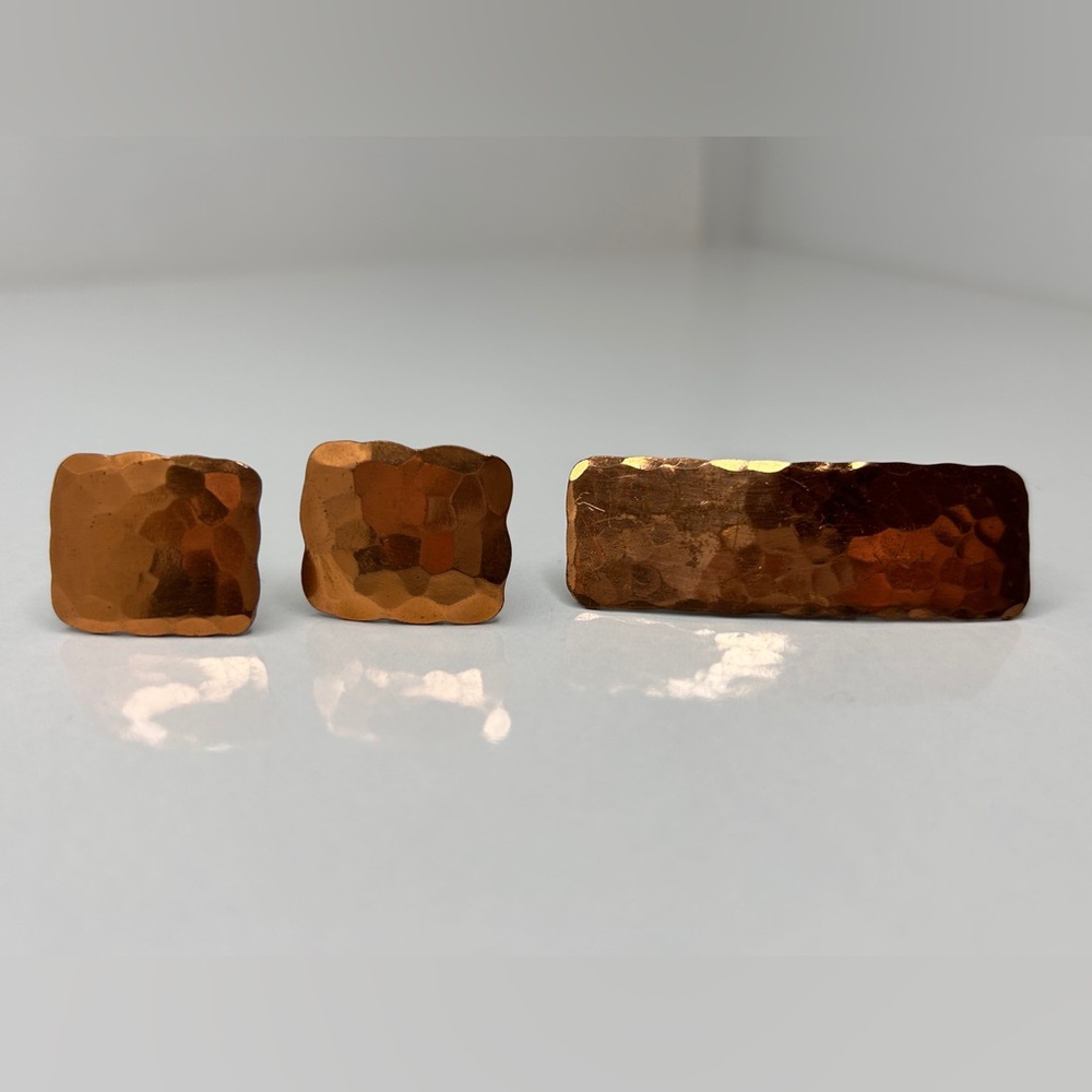 Copper Tie Bar Clip and Cufflinks - Handcrafted Design